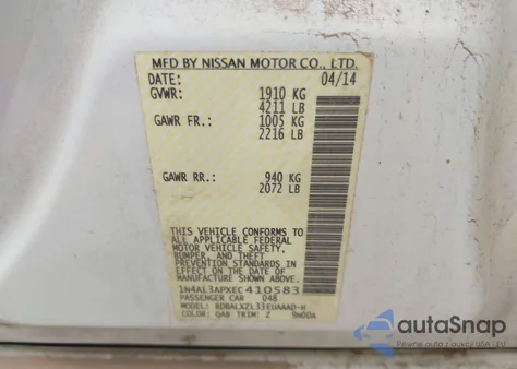 2014 Nissan Altima 2.5 Sl from USA, damaged, VIN 1N4AL3APXEC410583